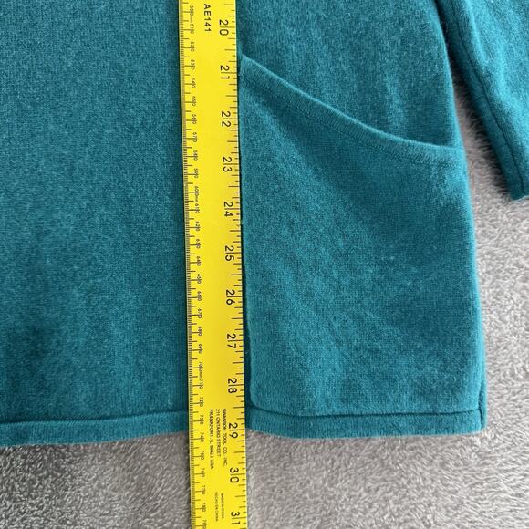 Tyler Boe Sweater Womens S Teal Cashmere Tunic Pullover V-Neck Front Pockets - Picture 9 of 11